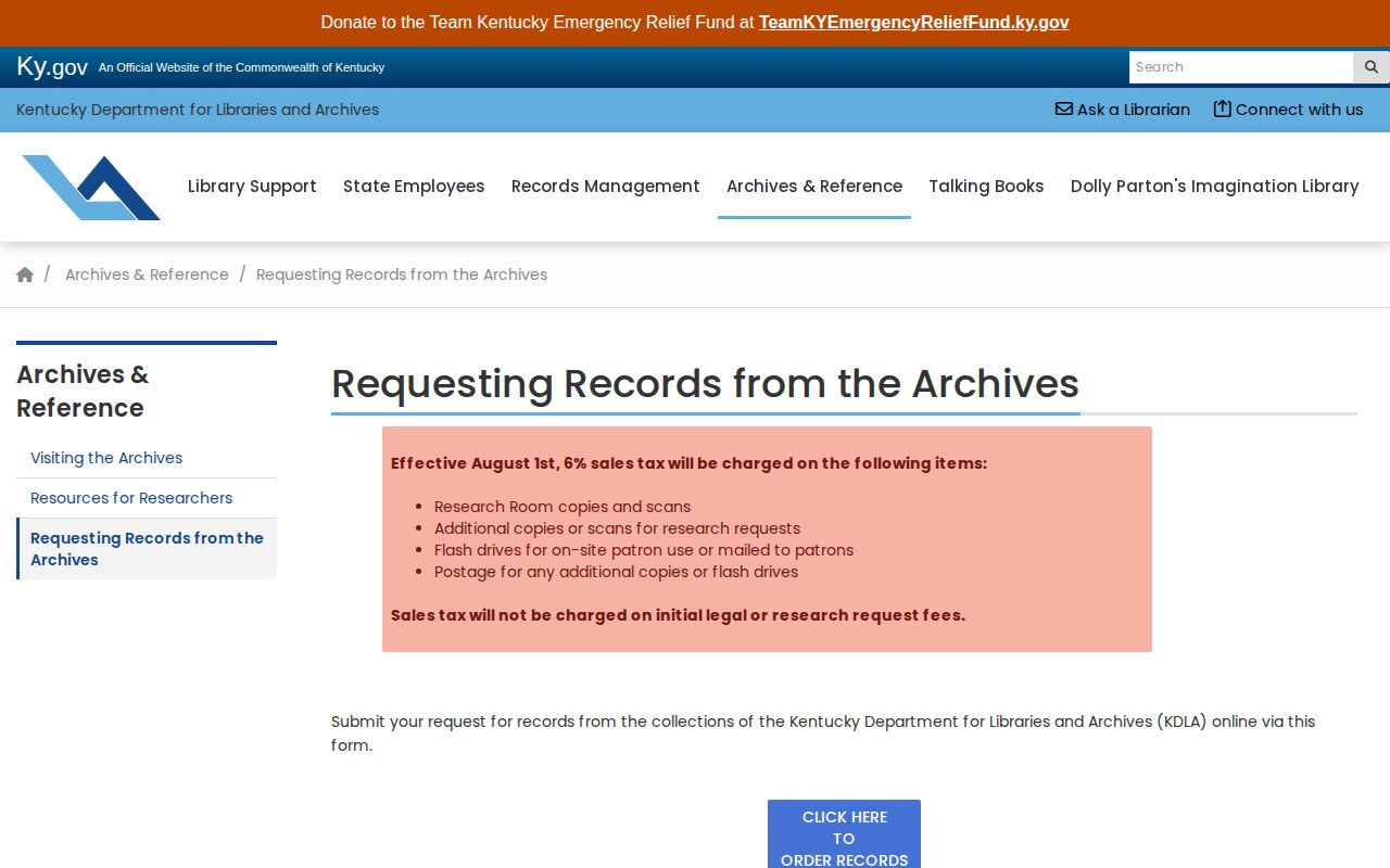 Kentucky archives request route for old Fulton County records