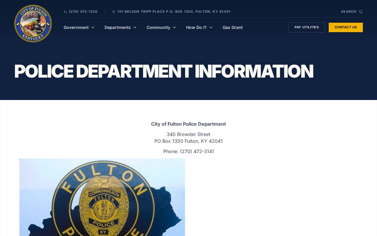 Official City of Fulton police department information page