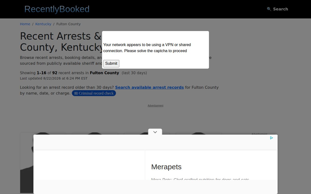 Unofficial RecentlyBooked Fulton County arrest record index